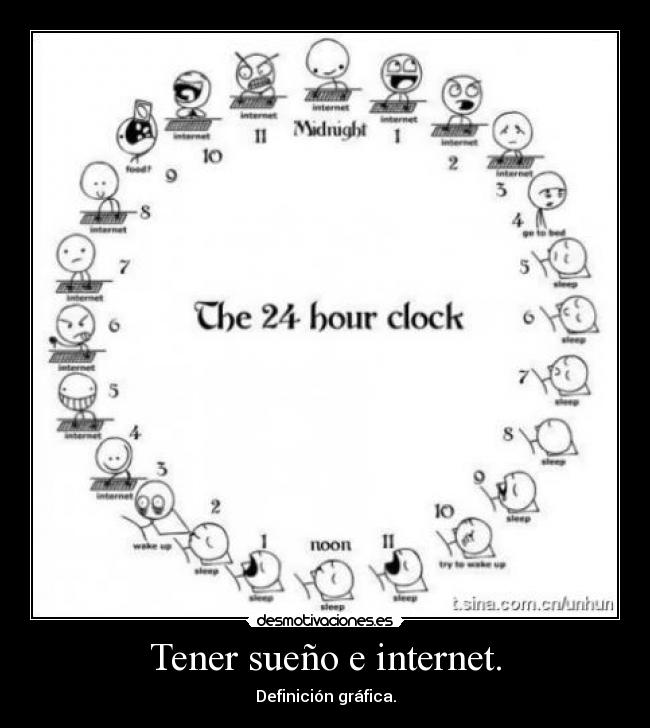 Tener sueño e internet. -