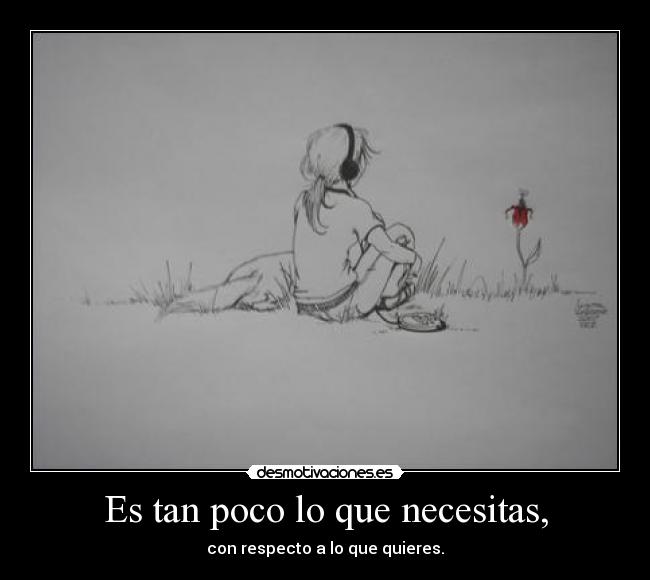 Es tan poco lo que necesitas, - con respecto a lo que quieres.