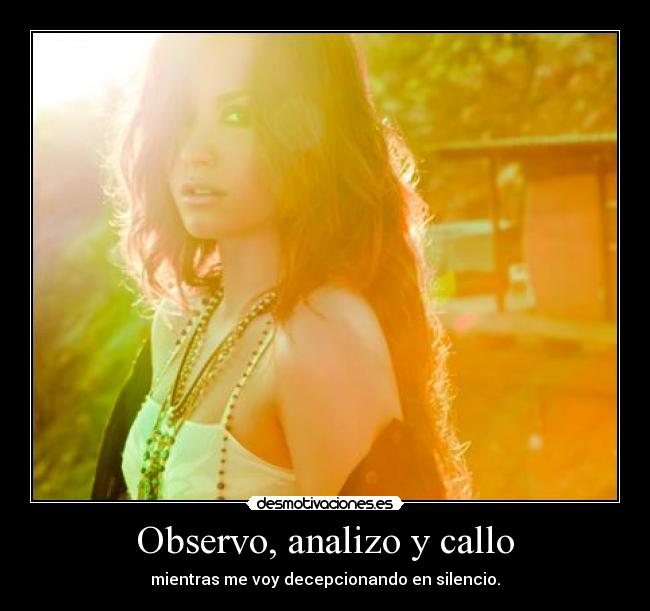 Observo, analizo y callo - mientras me voy decepcionando en silencio.