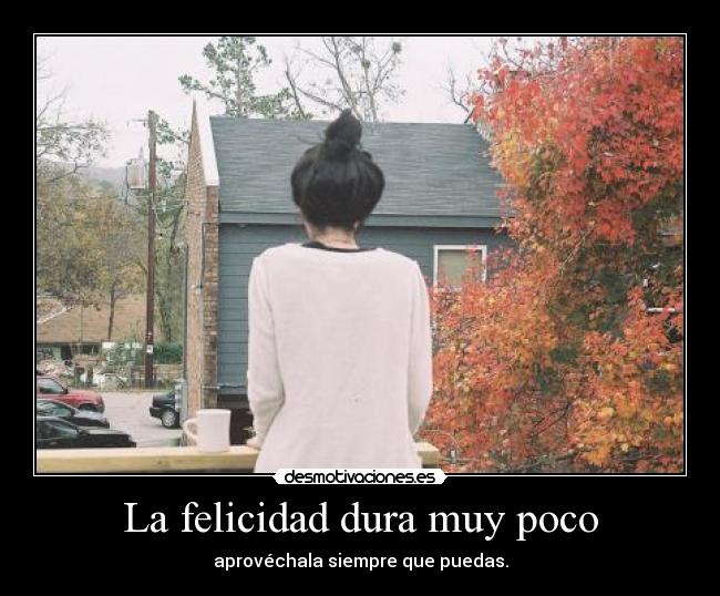 La felicidad dura muy poco - aprovéchala siempre que puedas.