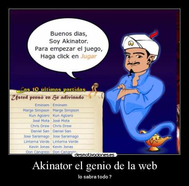 Akinator el genio de la web - lo sabra todo ?