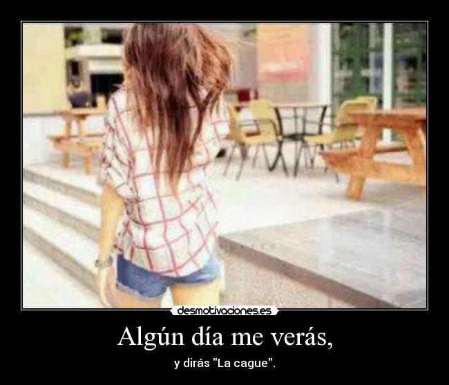 Algún día me verás, - y dirás La cague.