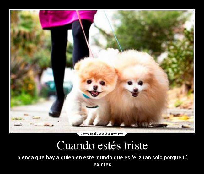 Cuando estés triste - piensa que hay alguien en este mundo que es feliz tan solo porque tú existes