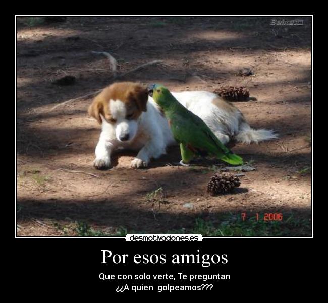 Por esos amigos - Que con solo verte, Te preguntan
¿¿A quien  golpeamos???