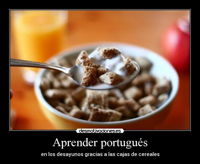 Aprender portugués - en los desayunos gracias a las cajas de cereales