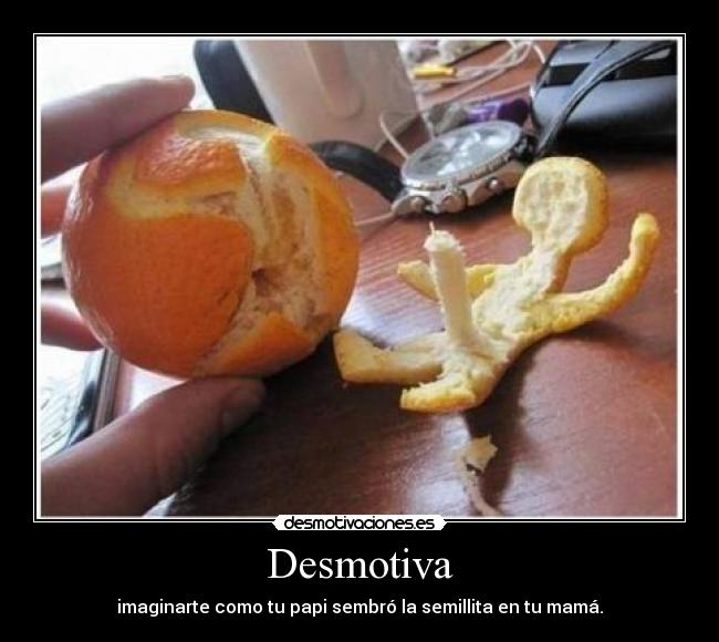 Desmotiva - imaginarte como tu papi sembró la semillita en tu mamá.