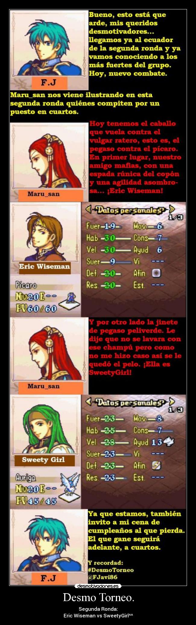 Desmo Torneo. - Segunda Ronda:
Eric Wiseman vs SweetyGirl^^