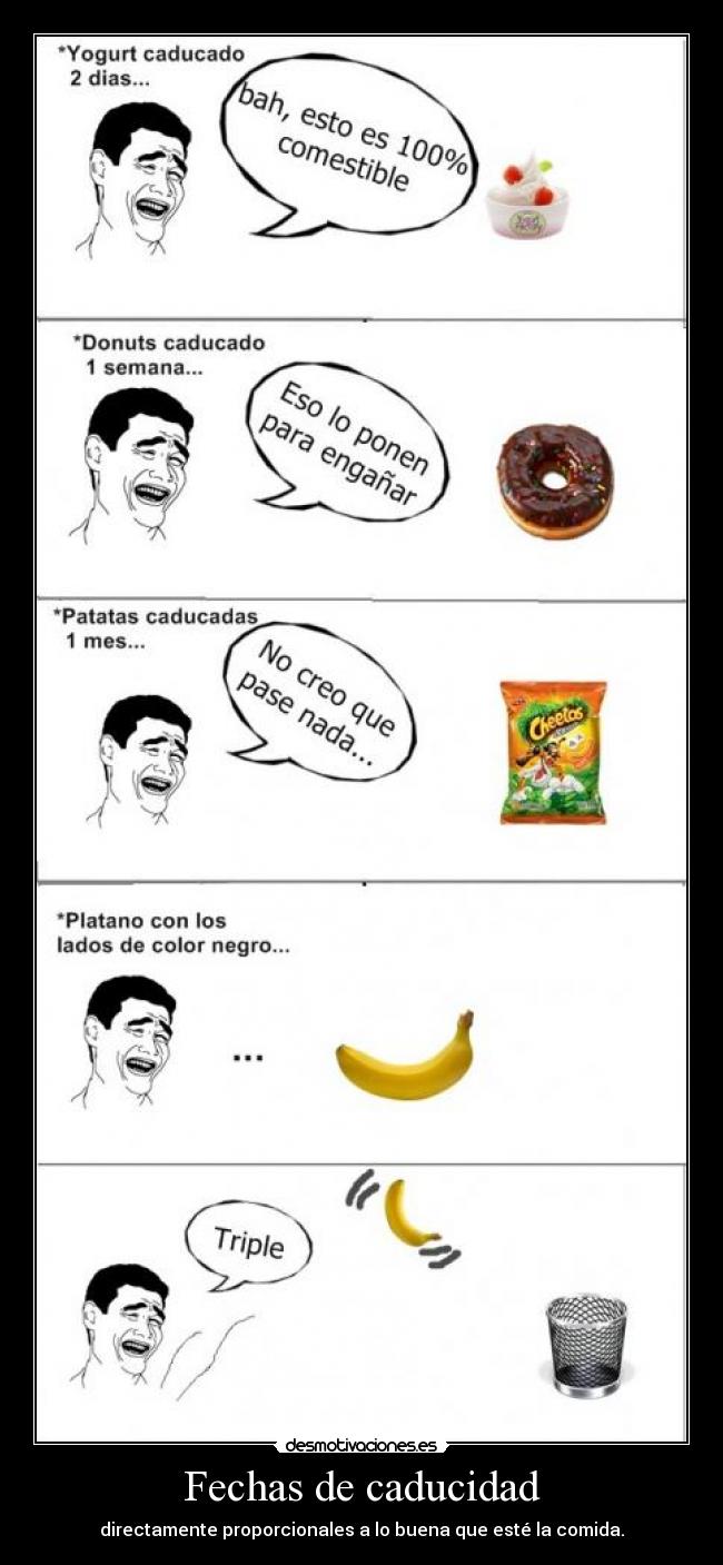 Fechas de caducidad - directamente proporcionales a lo buena que esté la comida.