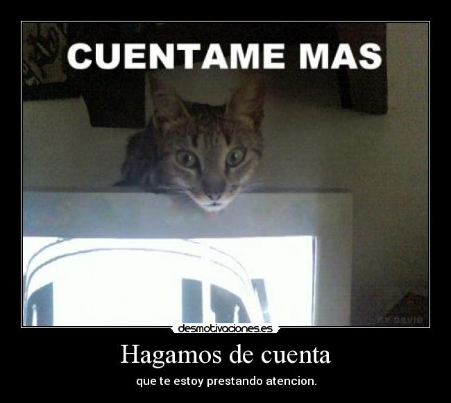 Hagamos de cuenta - que te estoy prestando atencion.