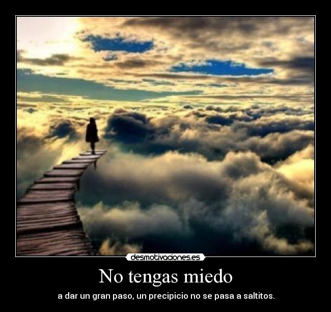 No tengas miedo - a dar un gran paso, un precipicio no se pasa a saltitos.
