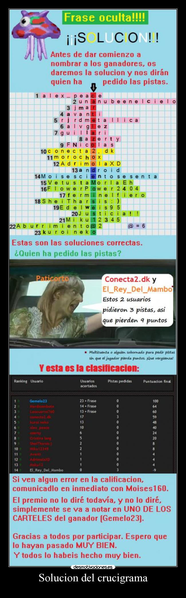 Solucion del crucigrama - 