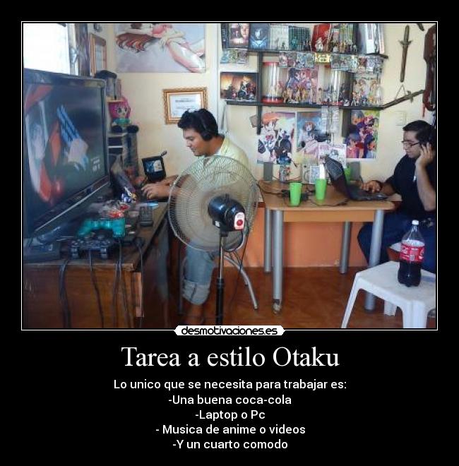 carteles anime otaku tarea desmotivaciones
