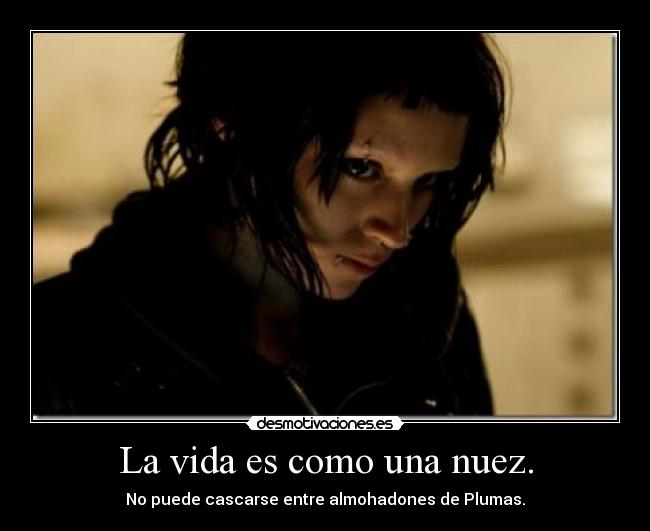 La vida es como una nuez. - No puede cascarse entre almohadones de Plumas.