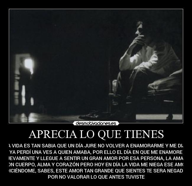 APRECIA LO QUE TIENES -