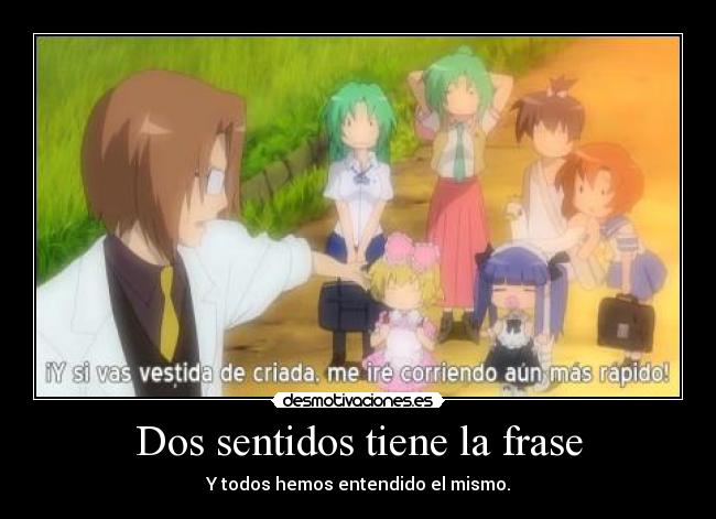 carteles higurashi corriendo perversion rika anime desmotivaciones