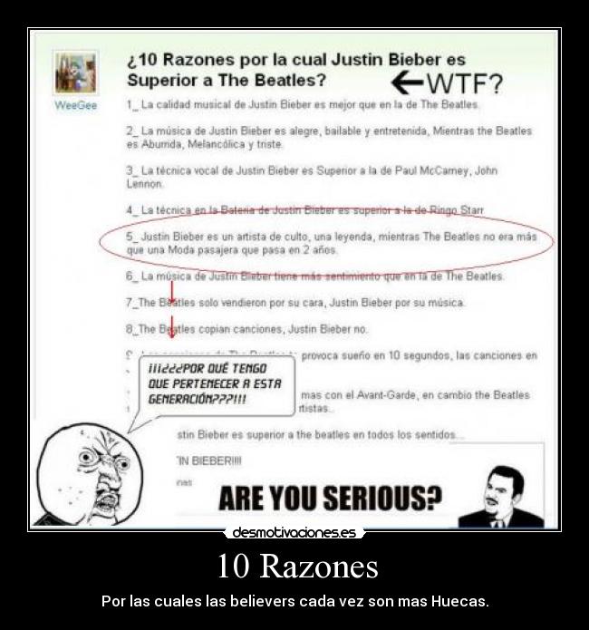 10 Razones - Por las cuales las believers cada vez son mas Huecas.