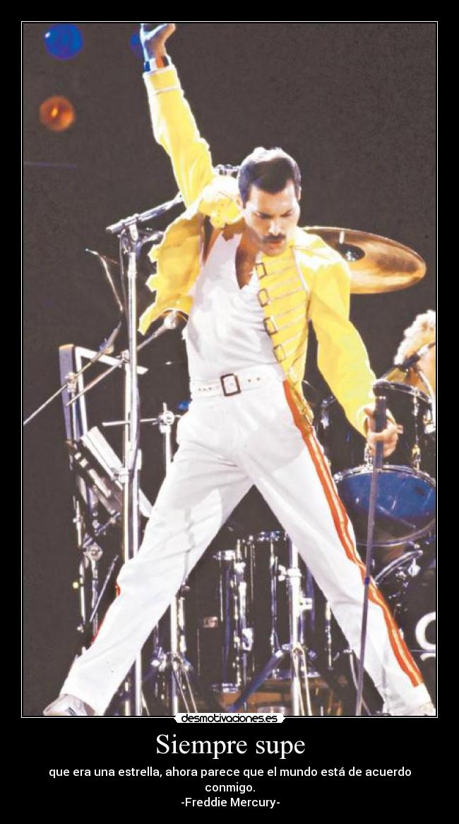 Siempre supe - que era una estrella, ahora parece que el mundo está de acuerdo conmigo.
-Freddie Mercury-