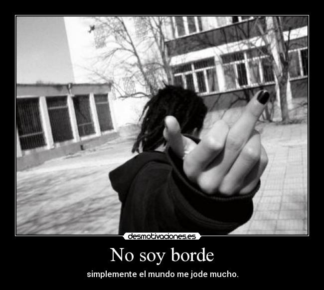 No soy borde - simplemente el mundo me jode mucho.