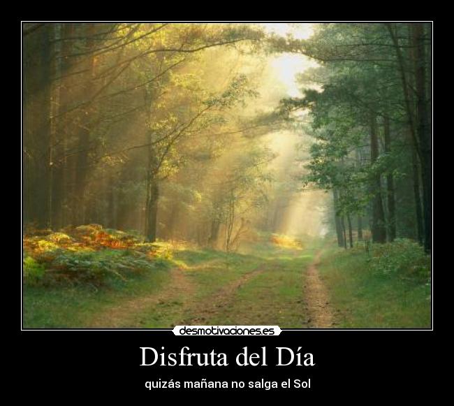 Disfruta del Día - quizás mañana no salga el Sol