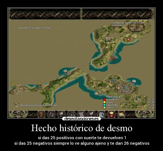 Hecho histórico de desmo - si das 25 positivos con suerte te devuelven 1
si das 25 negativos siempre lo ve alguno ajeno y te dan 26 negativos