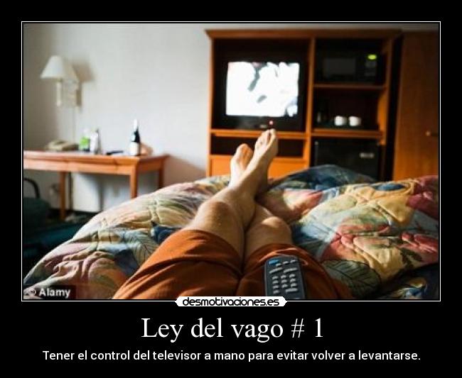 Ley del vago # 1 - Tener el control del televisor a mano para evitar volver a levantarse.