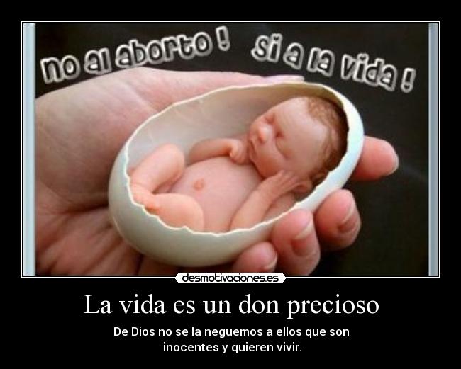 La vida es un don precioso - De Dios no se la neguemos a ellos que son
 inocentes y quieren vivir.