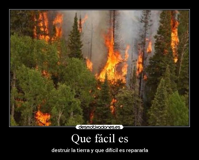 Que fácil es - destruir la tierra y que difícil es repararla