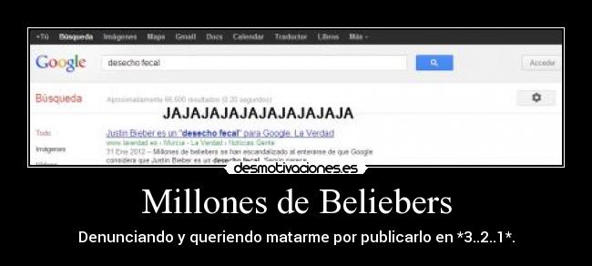 Millones de Beliebers - Denunciando y queriendo matarme por publicarlo en *3..2..1*.