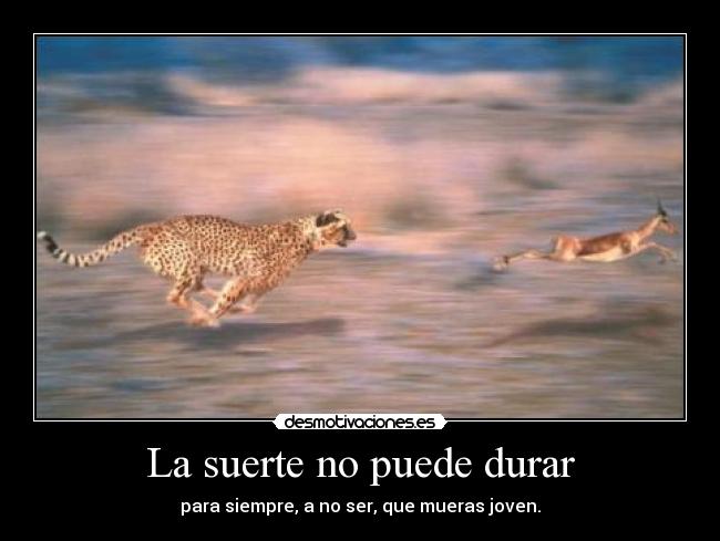 La suerte no puede durar - para siempre, a no ser, que mueras joven.