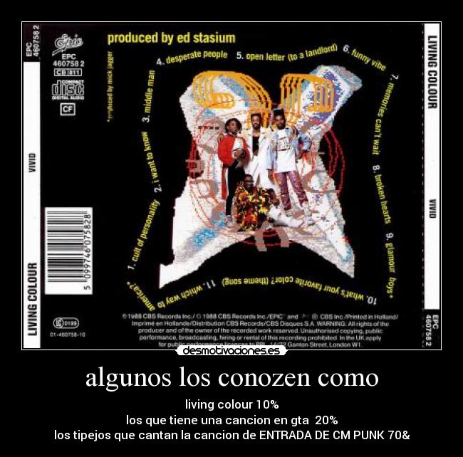 algunos los conozen como - living colour 10%
los que tiene una cancion en gta  20%
los tipejos que cantan la cancion de ENTRADA DE CM PUNK 70&