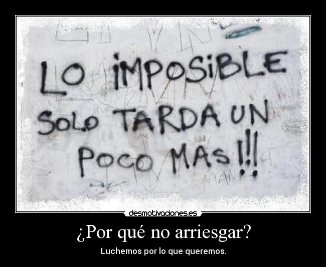 ¿Por qué no arriesgar? - Luchemos por lo que queremos.