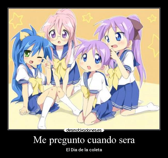 carteles dia coleta por konata izumi miyuki takara tsukasa kagami hiiragi anime manga lucky star desmotivaciones