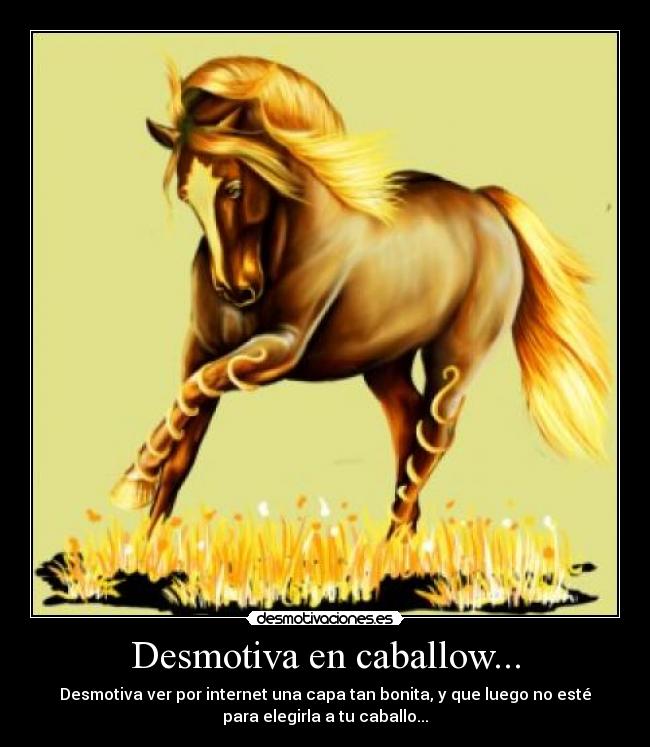 Desmotiva en caballow... - Desmotiva ver por internet una capa tan bonita, y que luego no esté
para elegirla a tu caballo...