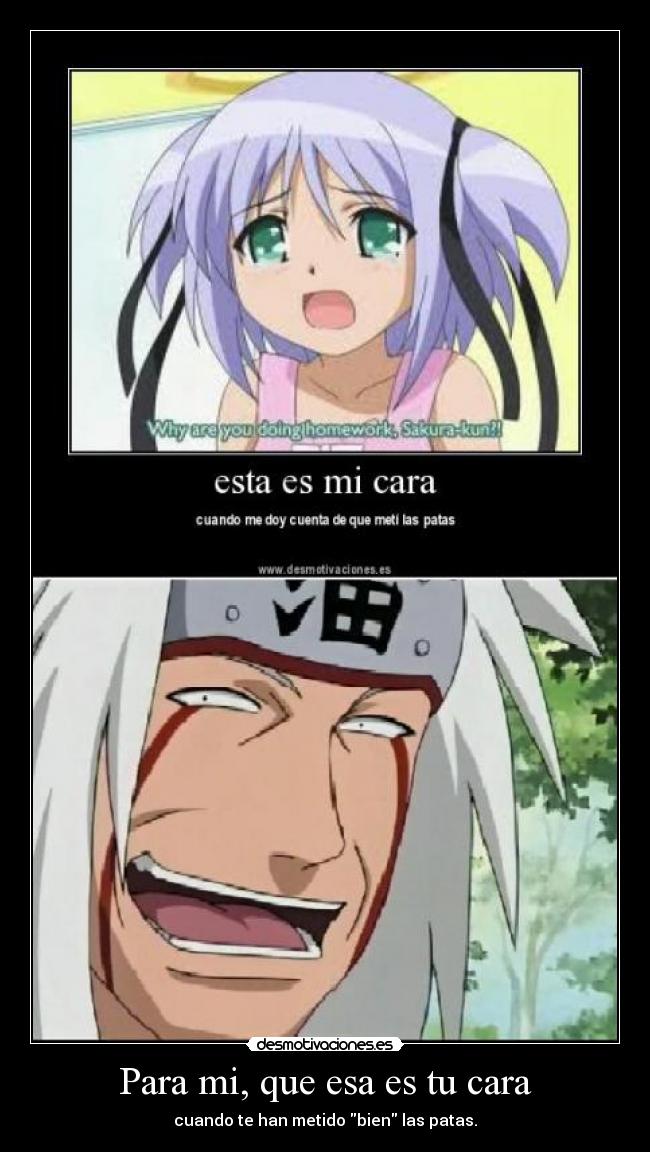 Para mi, que esa es tu cara - cuando te han metido bien las patas.