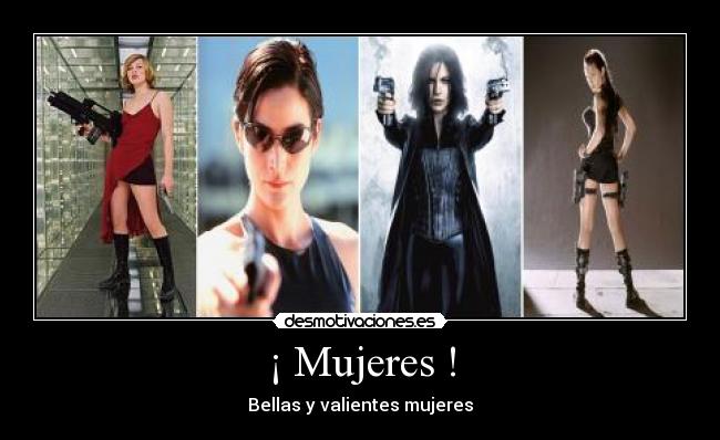 carteles mujeres bellas valientes armas peliculas accion desmotivaciones