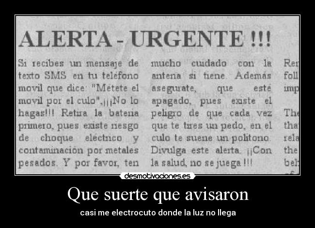 Que suerte que avisaron -