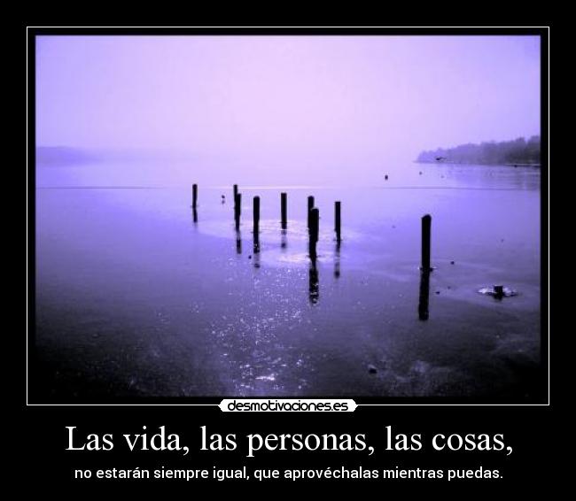 Las vida, las personas, las cosas, - no estarán siempre igual, que aprovéchalas mientras puedas.