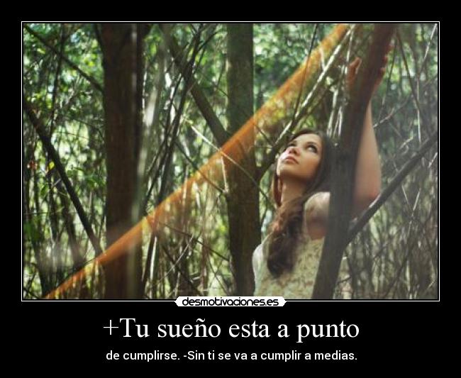 +Tu sueño esta a punto - de cumplirse. -Sin ti se va a cumplir a medias.