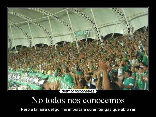No todos nos conocemos - Pero a la hora del gol, no importa a quien tengas que abrazar