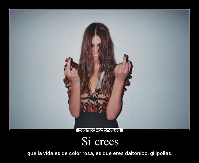 Si crees - que la vida es de color rosa, es que eres daltónico, gilipollas.