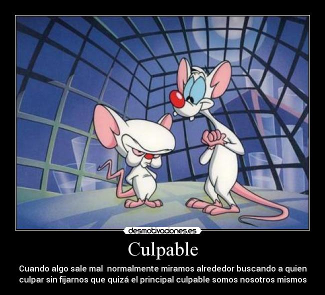 Culpable - Cuando algo sale mal normalmente miramos alrededor buscando a quien
culpar sin fijarnos que quizá el principal culpable somos nosotros mismos