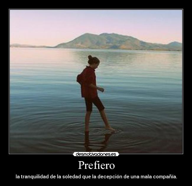 Prefiero - la tranquilidad de la soledad que la decepción de una mala compañía.