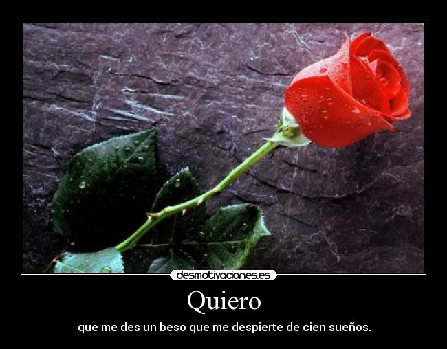 Quiero - que me des un beso que me despierte de cien sueños.