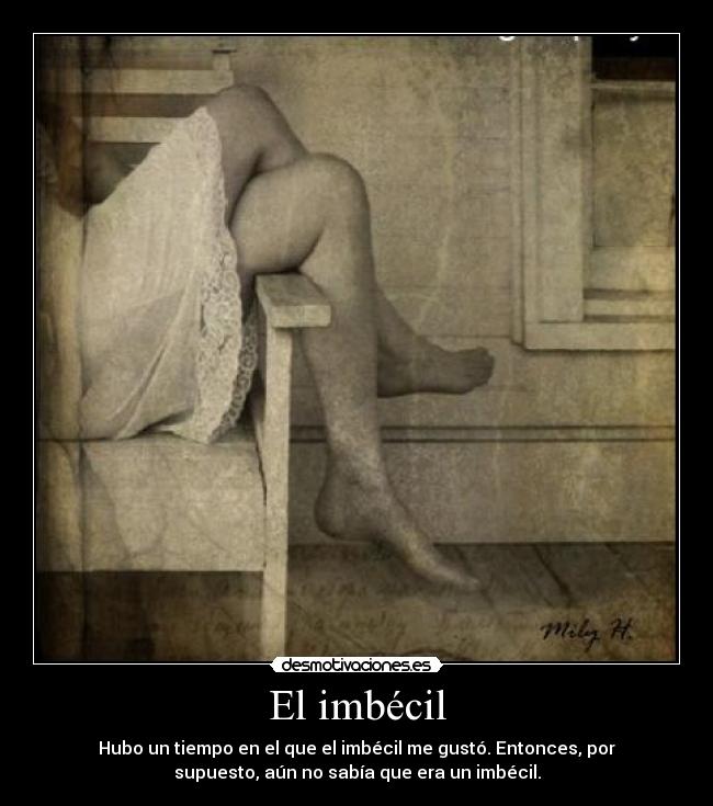 El imbécil - Hubo un tiempo en el que el imbécil me gustó. Entonces, por
supuesto, aún no sabía que era un imbécil.