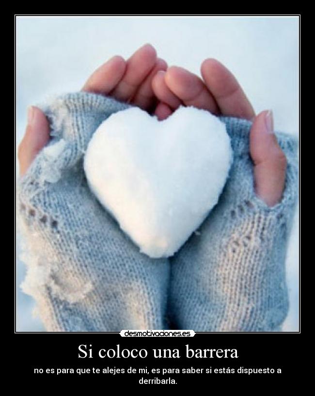 Si coloco una barrera - no es para que te alejes de mi, es para saber si estás dispuesto a derribarla.