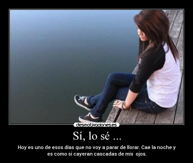 Sí, lo sé ... - Hoy es uno de esos días que no voy a parar de llorar. Cae la noche y
es como si cayeran cascadas de mis ojos.