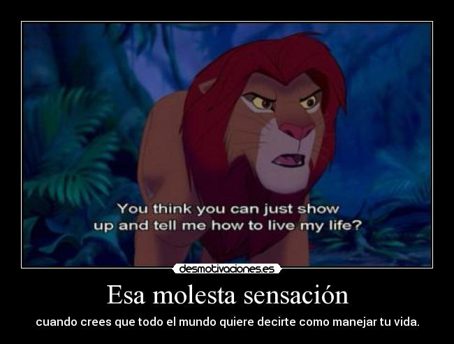 Esa molesta sensación - cuando crees que todo el mundo quiere decirte como manejar tu vida.