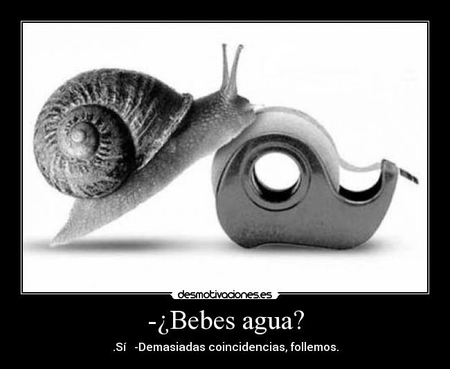 -¿Bebes agua? - .Sí -Demasiadas coincidencias, follemos.