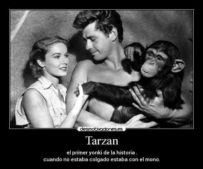 Tarzan - el primer yonki de la historia .
cuando no estaba colgado estaba con el mono.