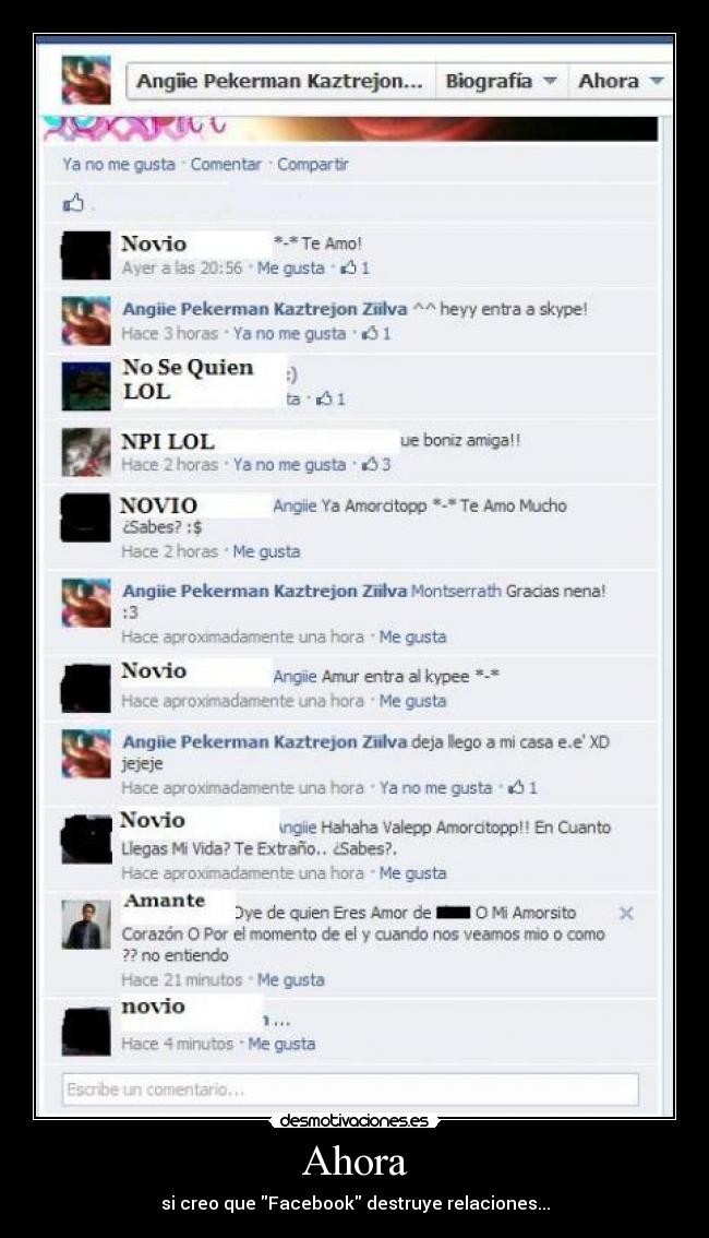 Ahora - si creo que Facebook destruye relaciones...